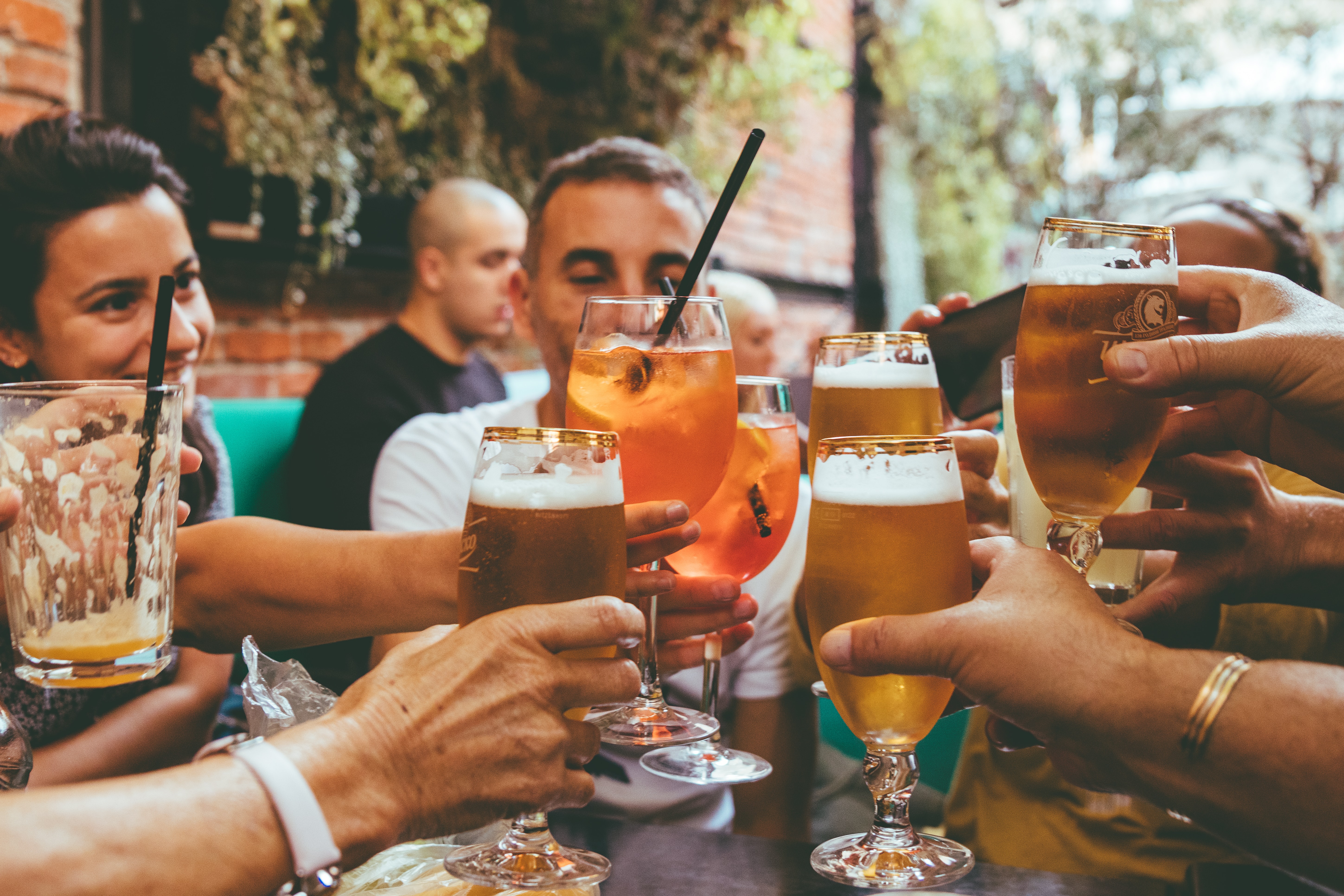 Several friends doing a toast